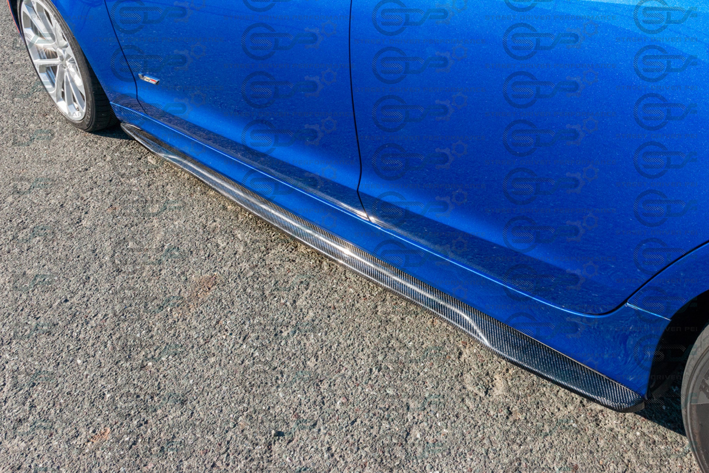 2016-2019 CADILLAC ATS-V CARBON FIBER FRONT SPLITTER & SIDE SKIRTS ROCKER PANELS GROUND EFFECTS